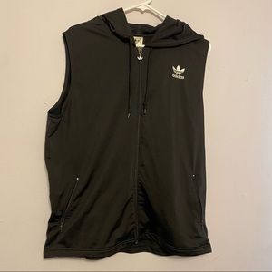 Adidas black sleeveless jacket vest with hood size XL